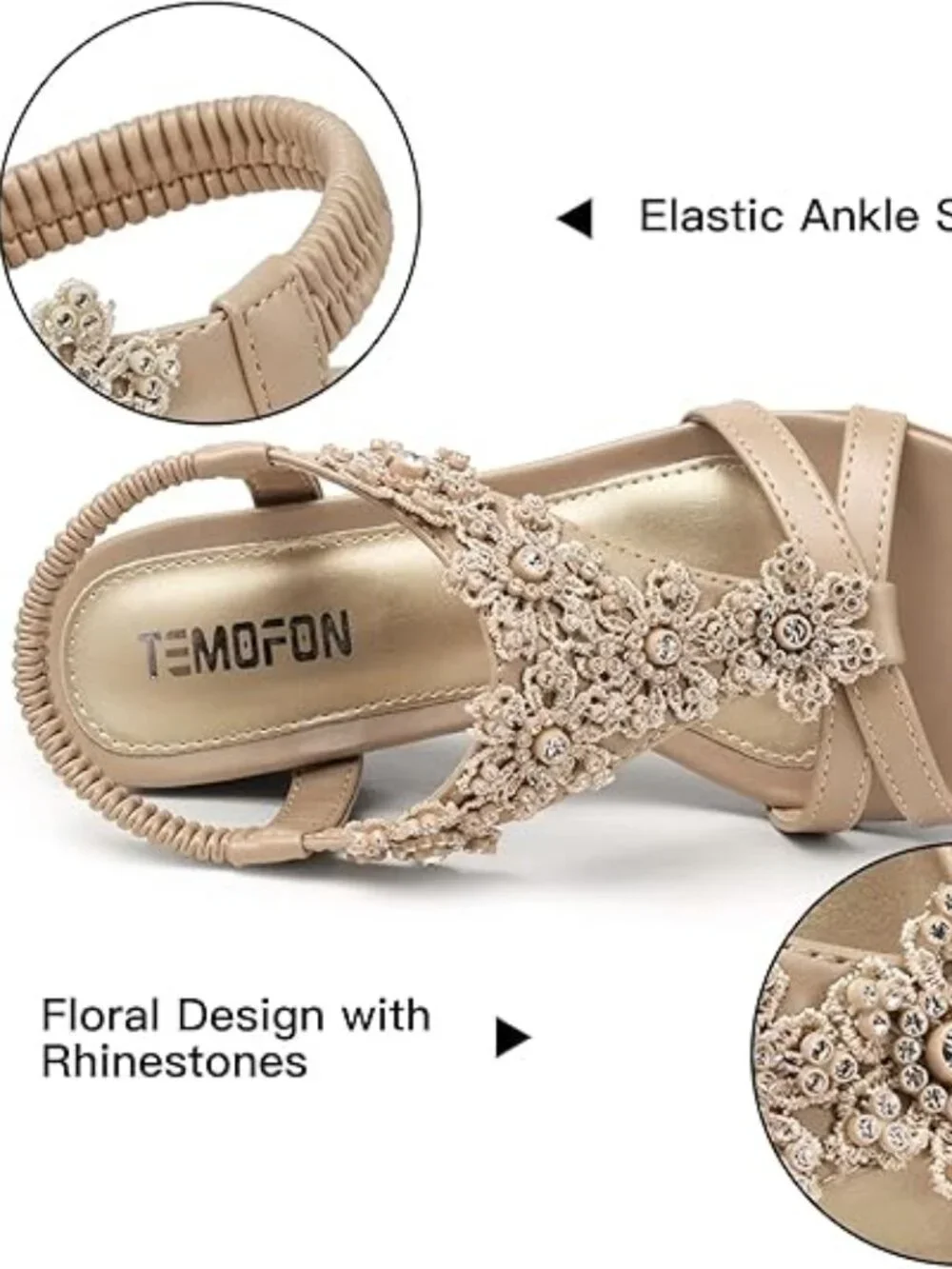 Women's Low Wedge Heels Summer Dressy‎ Platform Sandals Elastic Ankle Strap Open